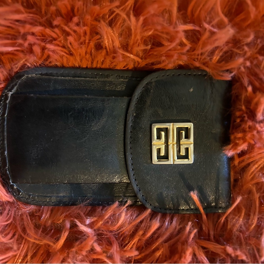 Givenchy Key clay & Black Leather Card Holder with Gold Logo